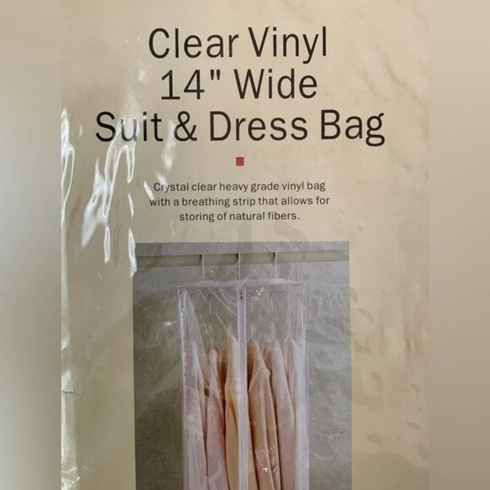 NIB Clear Vinyl Suit Dress Bag Wide Zippered Garment Bag Closet Organizer